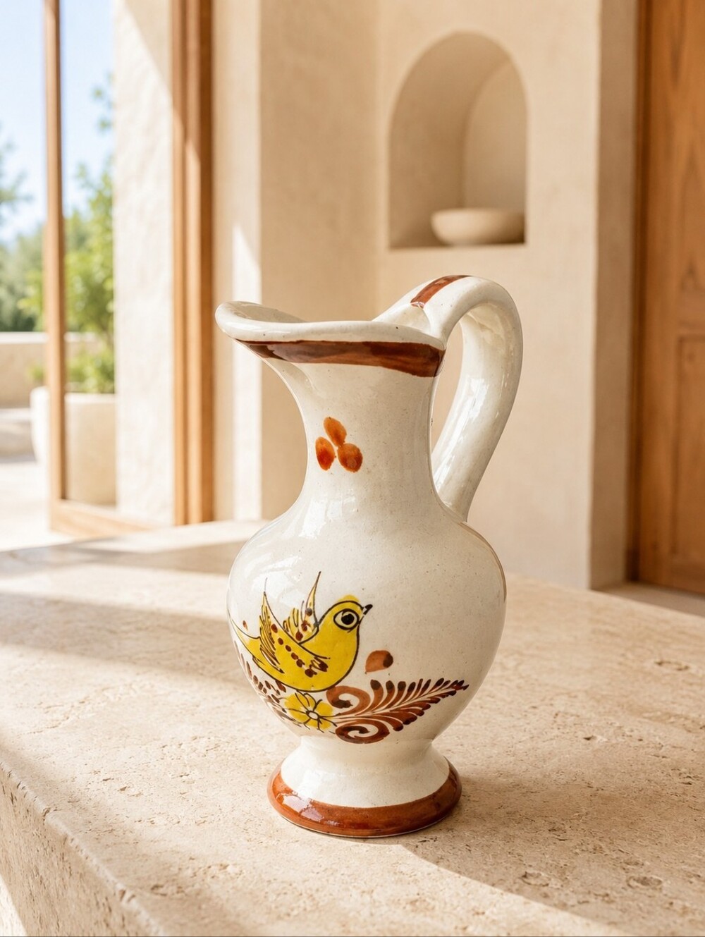 Vintage CAT Mexico Tonalá Bird Pitcher Cerámica Artística Folk Art Pottery